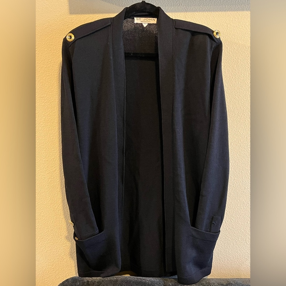 Black Open-Front Jacket St John